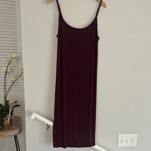 Universal Standard Ribbed Cami Dress Burgundy Midi Modal Minimalist Indie Acai